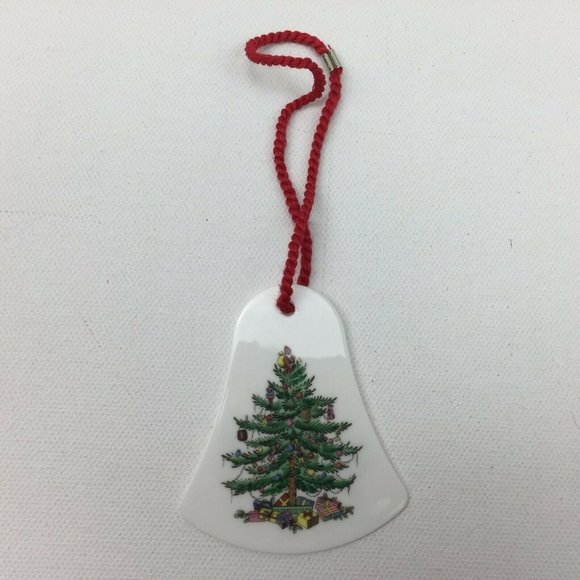 Vtg Spode Bell Shaped Flat Bone China Christmas Tree Ornament England Box - Picture 2 of 6